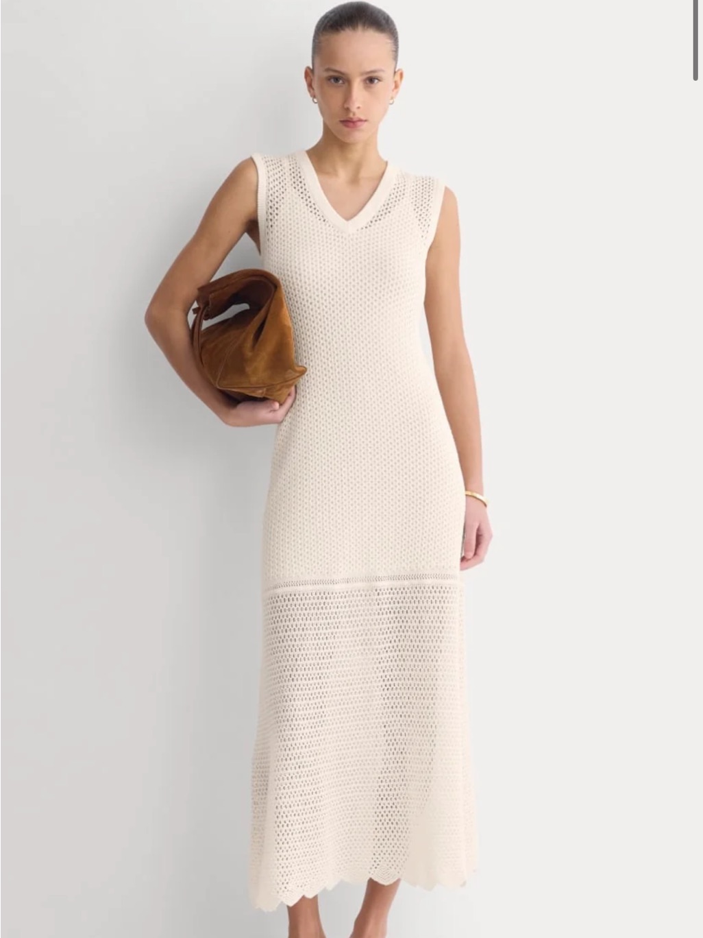 Everlane Lace Knit Maxi Sweater Dress, In Color Bone, Sz Small